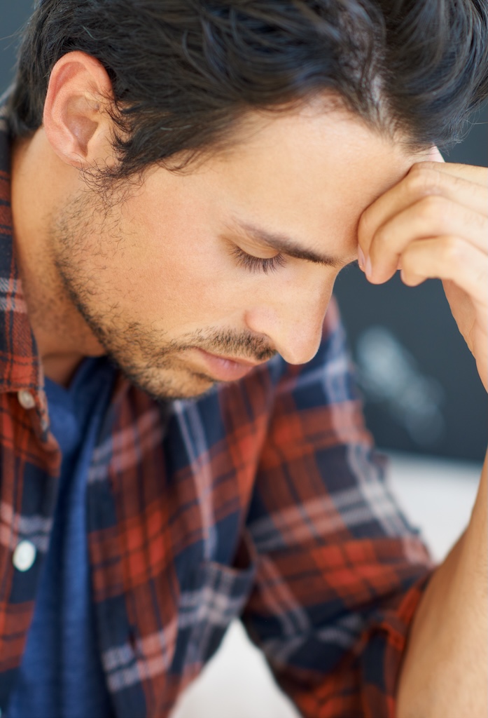 Upset man struggling with addiction